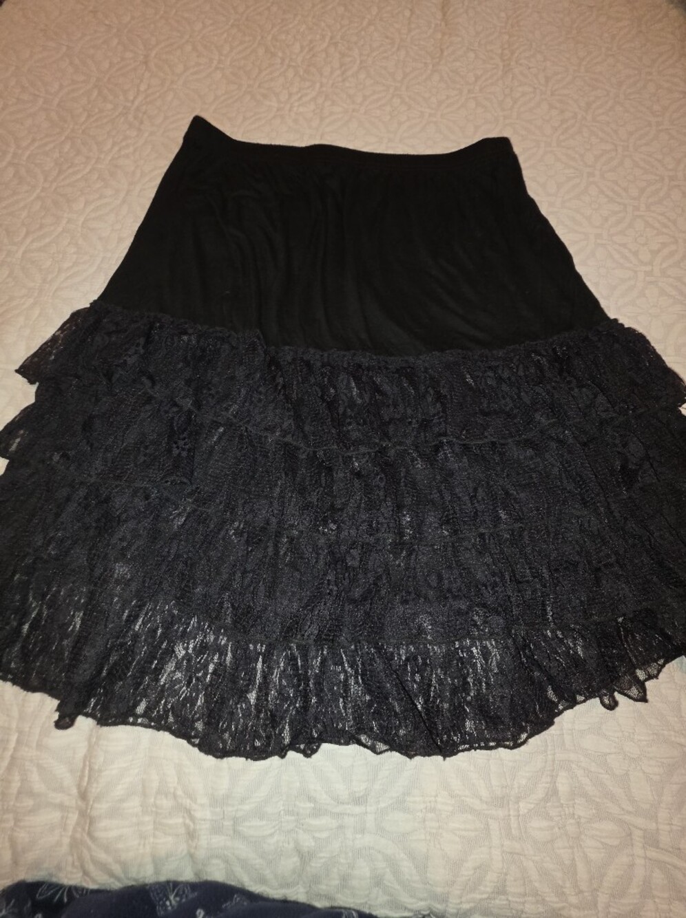 Black Lace Ruffle Tiered Skirt Extender